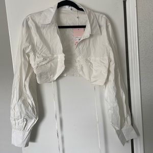 Missguided Poplin White Crop Top w Ties
